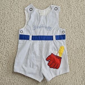 Vintage Baby Togs Baseball Shortalls Short Jumper Boys 4t Birthday Photos